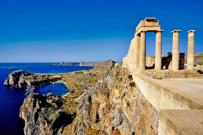 rent a car in Rhodes Lindos acropolis