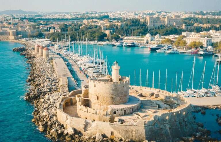 rent a car in Rhodes St. George Lighthouse Mandraki port